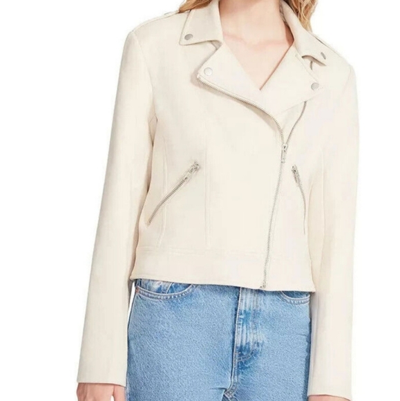 BB Dakota Jackets & Blazers - BB Dakota Cream Leather Jacket